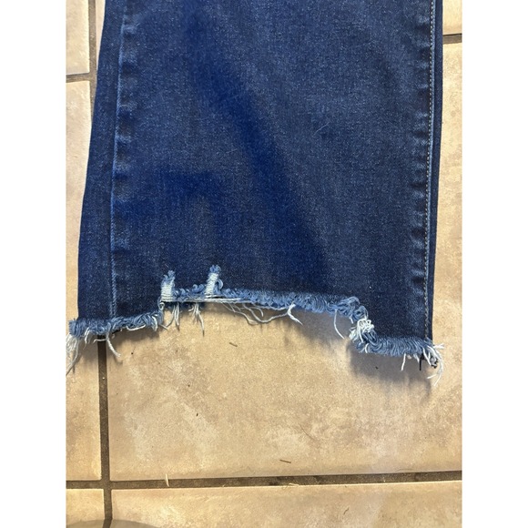 Risen Women's 3X Stretch Wide Leg Jeans Distressed Ragged Edge Plus  Dark Wash - Picture 2 of 13